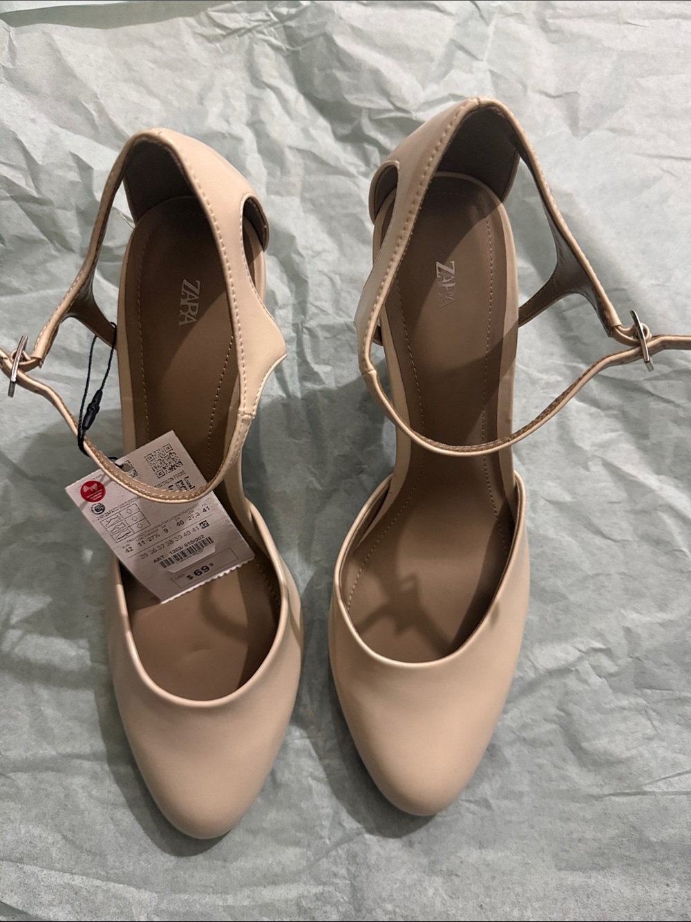 Zara Neutral Cream Ankle-Strap Heels